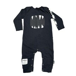 Nununu Unisex Baby Roar Overall 18-24 Mths Black Raw Hem Halloween Alternative